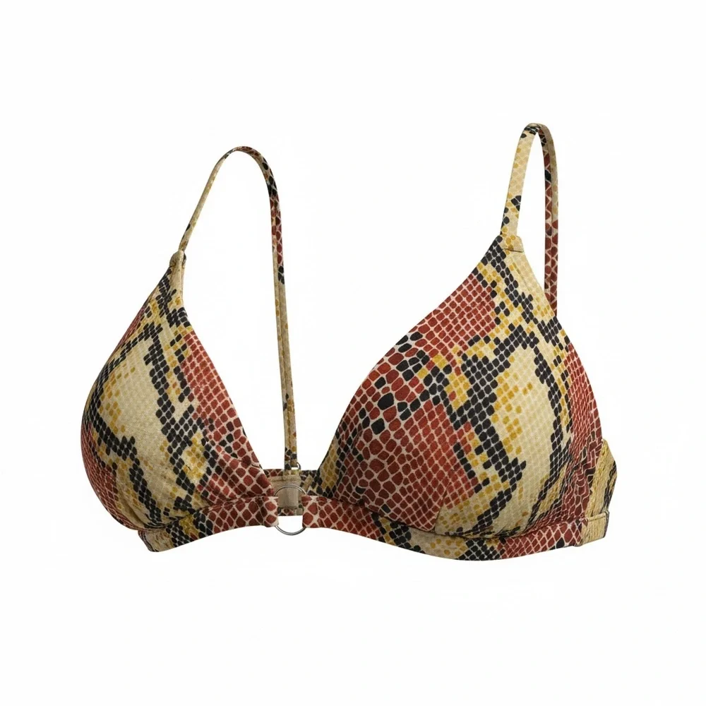 EUC Snake Print Triangle Bikini Top Adjustable Halter‎ Animal Print Medium
